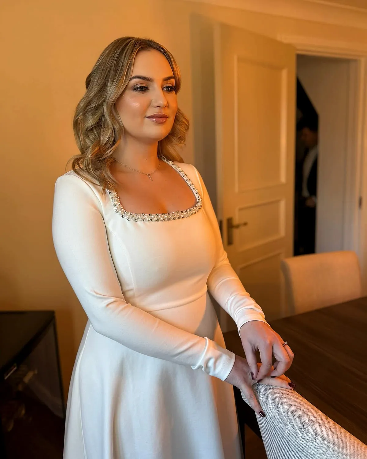 Bride in her dress before the ceremony